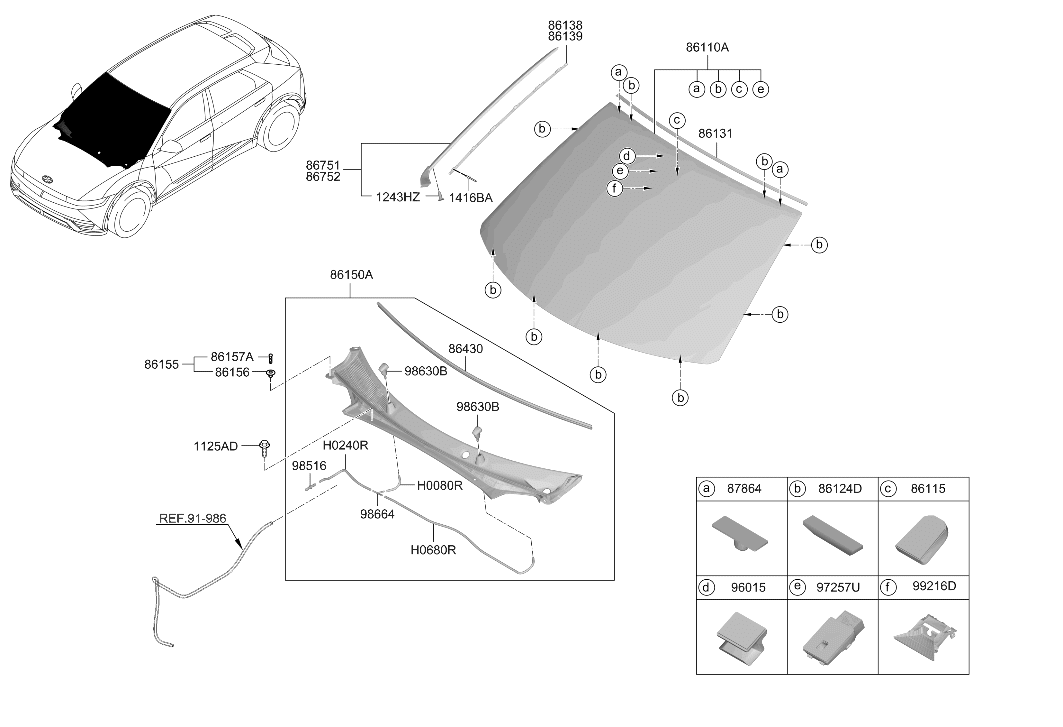 Hyundai 86110-LI000 Windshield Glass Assembly 86110-LI000 Hyundai Windshield Glass Assembly