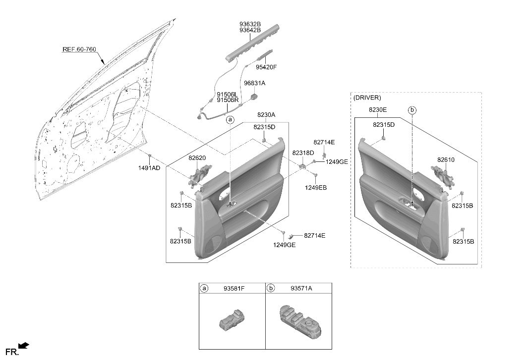 82714-LI010-YGN Hyundai CAP-FRONT DOOR PULL HANDLE,LH