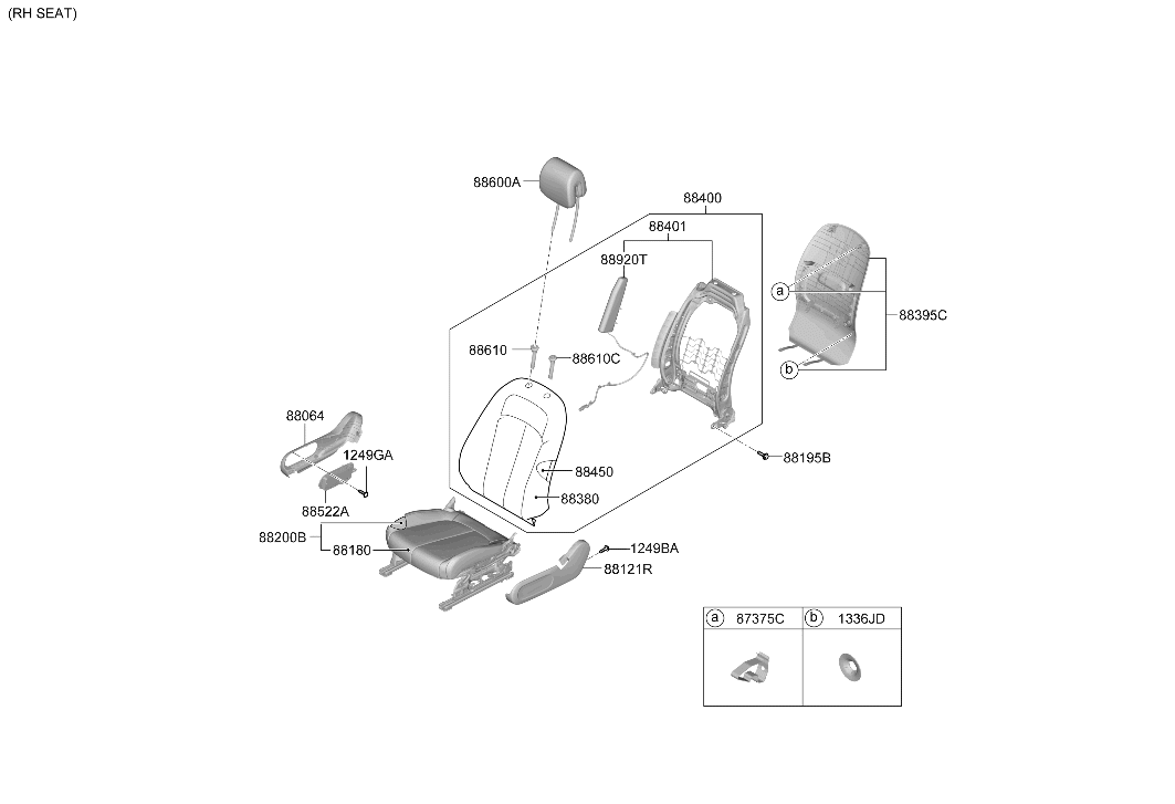 88400-LI500-RNA Hyundai Front Seat Back Assembly Right Hand