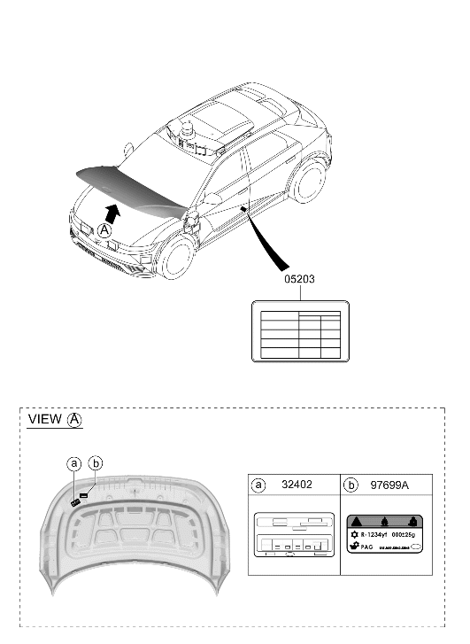 Hyundai 97699-CL050 Refrigerant Label 97699-CL050 Hyundai Refrigerant Label