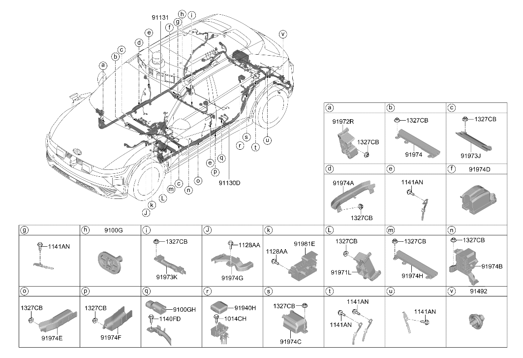 915A0-LI011 Hyundai WIRING ASSY-FLOOR,RH