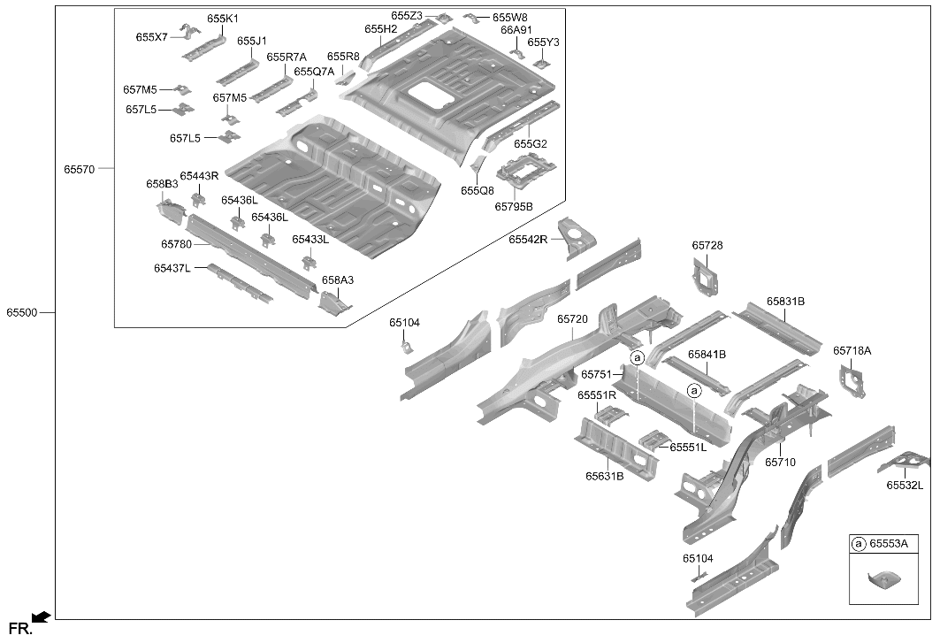65832-LI000 Hyundai MEMBER ASSY-RR FLOOR RR CROSS