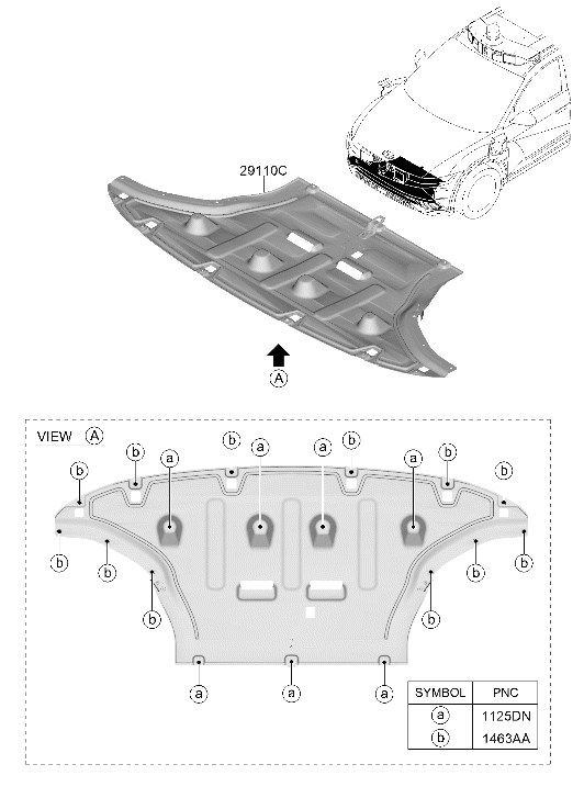 29110-ZI000 Hyundai Under Cover Panel Assembly