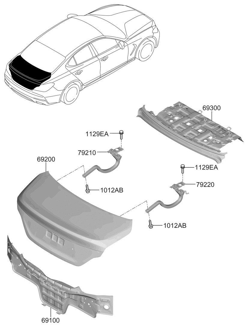 Hyundai 69200-G9020 Trunk Lid Panel Assembly 69200-G9020 Hyundai Trunk Lid Panel Assembly
