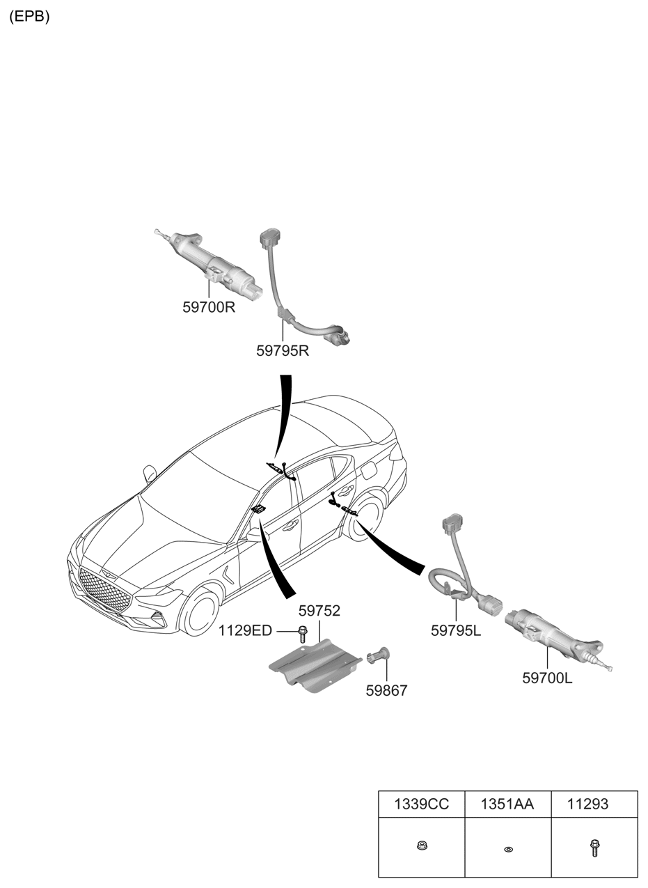 59796-G9000 Hyundai Wiring-E.P.B Connect Extension,RH