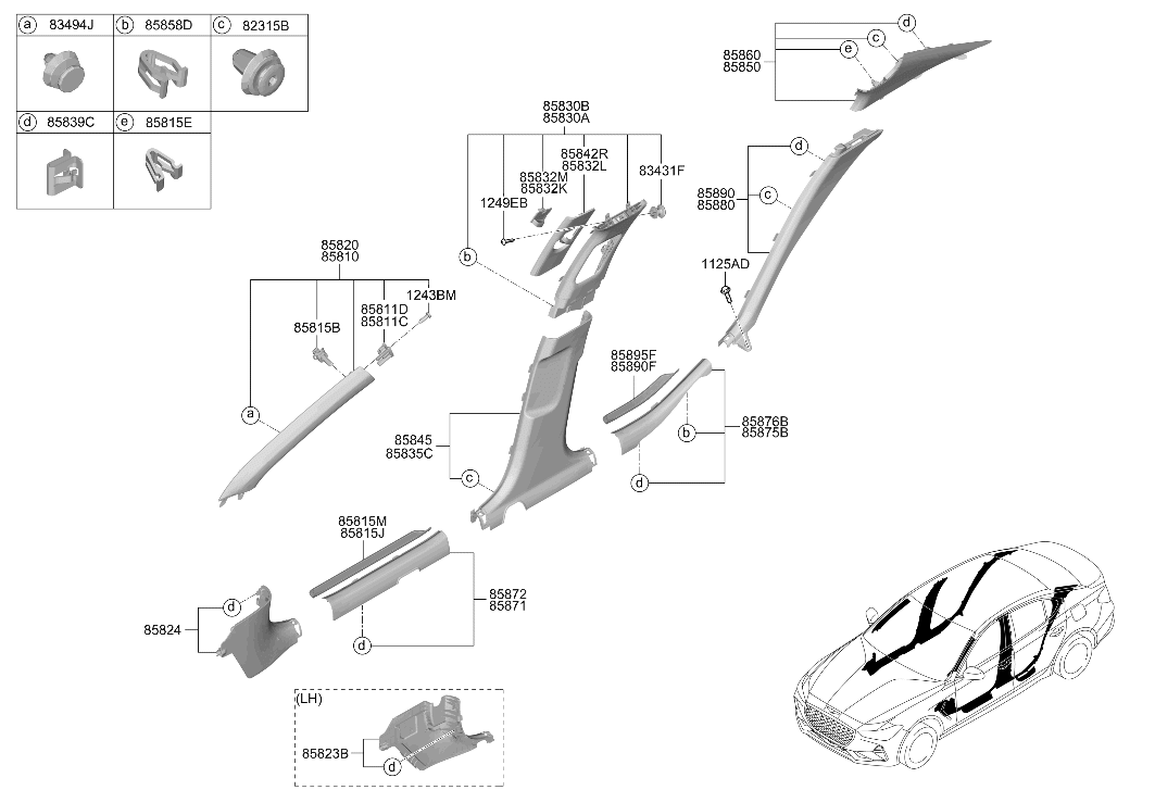 Hyundai 85850-G9000-VNB Rear Pillar Trim Assembly Left Hand 85850-G9000-VNB Hyundai Rear Pillar Trim Assembly Left Hand