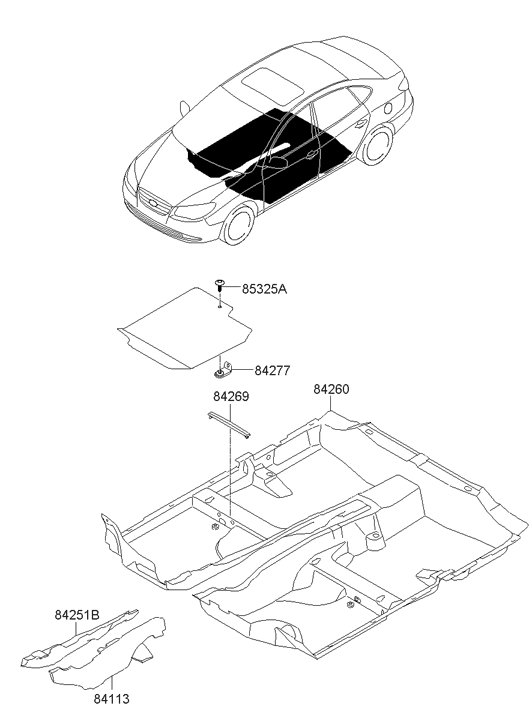 Hyundai 84260-2H000-4W Carpet Assembly Floor 84260-2H000-4W Hyundai Carpet Assembly Floor