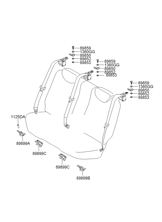 Hyundai 89899-2H100 Spacer-Child Rest Hook Holder 89899-2H100 Hyundai Spacer-Child Rest Hook Holder