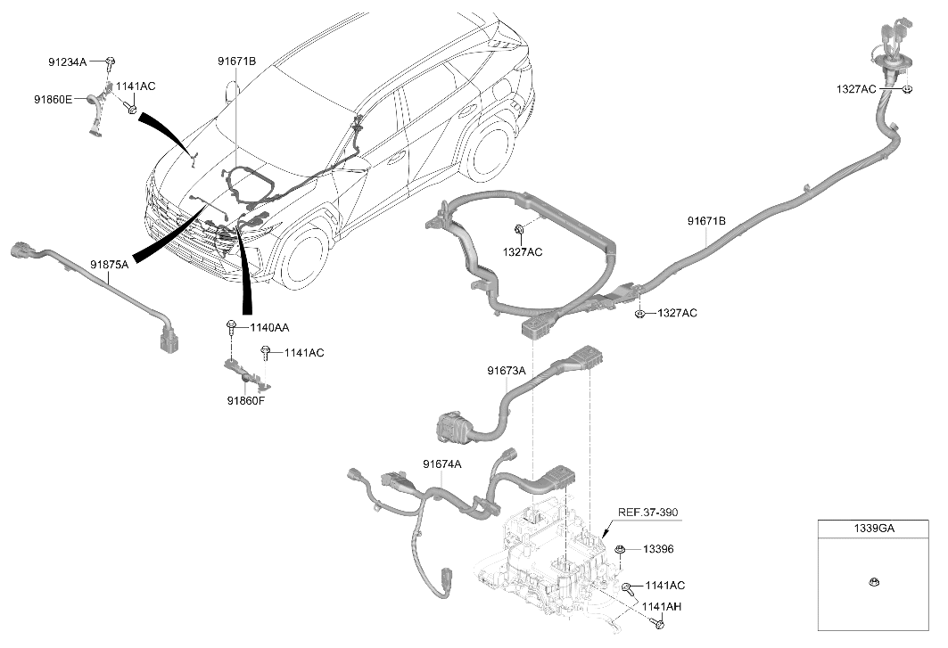91673-P0300 Hyundai POWER CABLE-MOTOR AC
