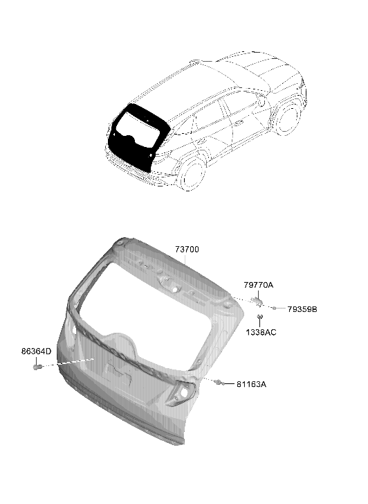 72800-P0010 Hyundai PANEL ASSY-TAIL GATE