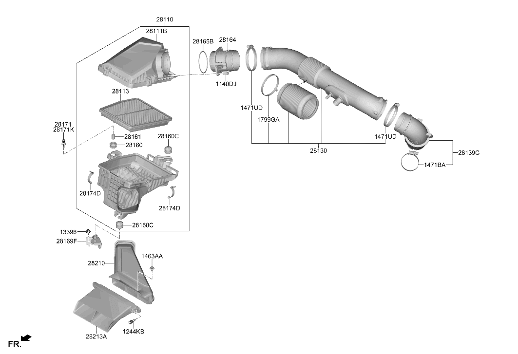 28118-P0410 Hyundai COVER ASSY-AIR CLEANER