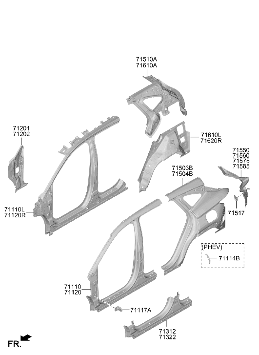 71120-P0080 Hyundai Side Complete Reinforcement Assembly Right Hand