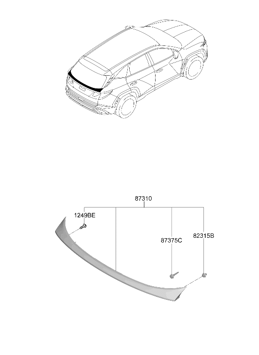 87310-P0000 Hyundai GARNISH ASSY-TAIL GATE