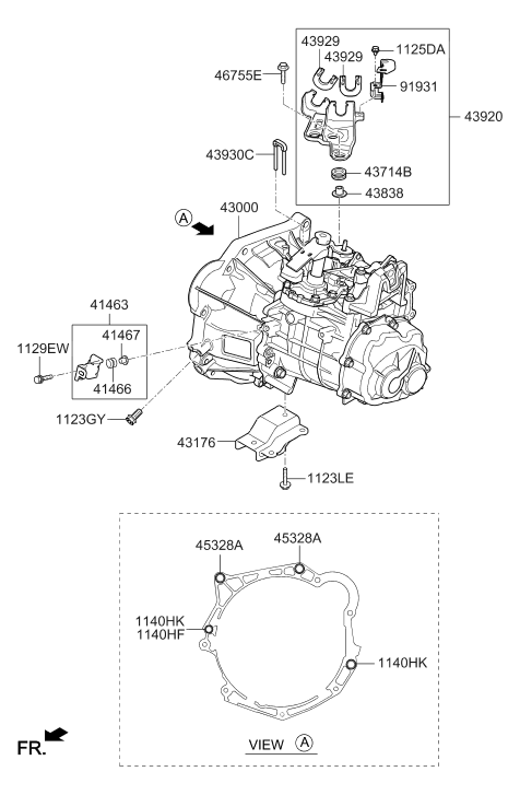 Hyundai 43000-26849 Manual Transmission Assembly 43000-26849 Hyundai Manual Transmission Assembly
