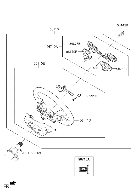 Hyundai 56100-J0530-ASTRY WHEEL SUB ASSY-STEERING 56100-J0530-ASTRY Hyundai WHEEL SUB ASSY-STEERING