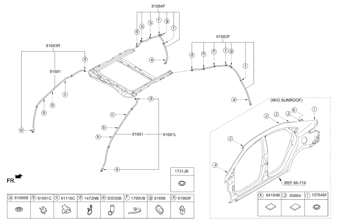 81681-F9000 Hyundai Hose-SUNROOF Drain Front