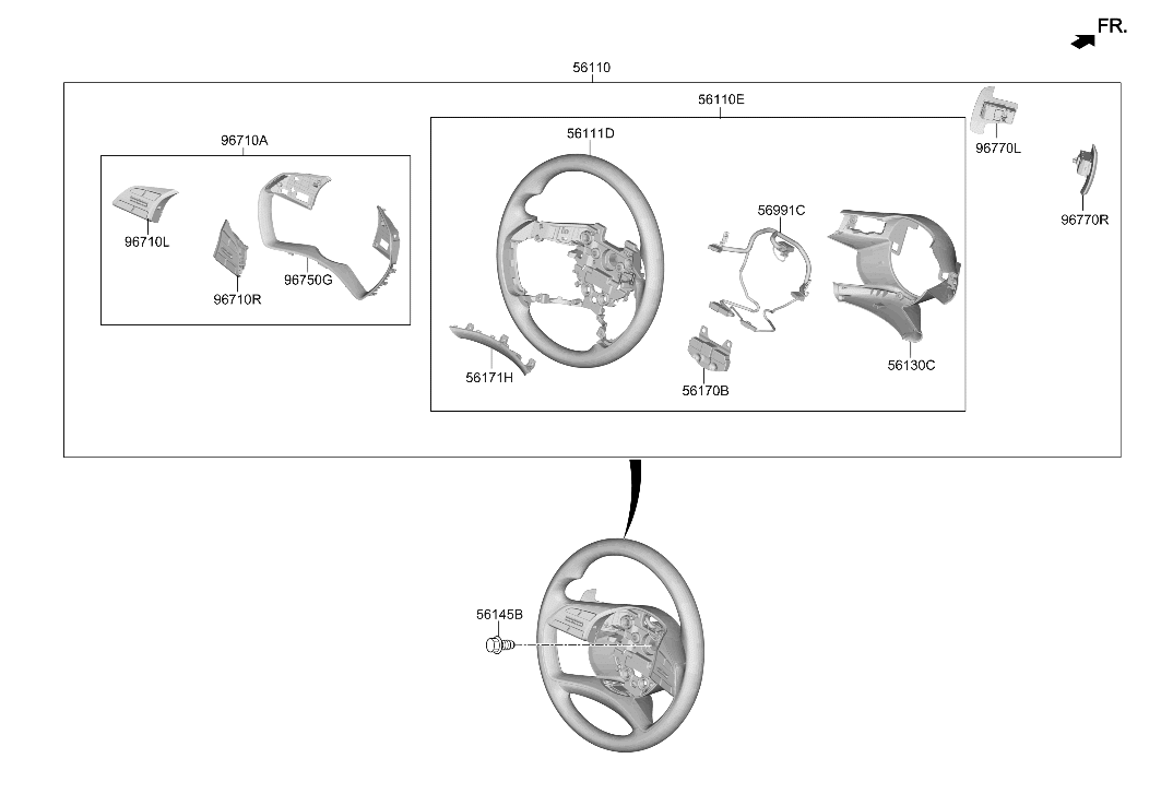 Hyundai 56171-L1000-SSW Bezel Assembly-Steering Wheel 56171-L1000-SSW Hyundai Bezel Assembly-Steering Wheel
