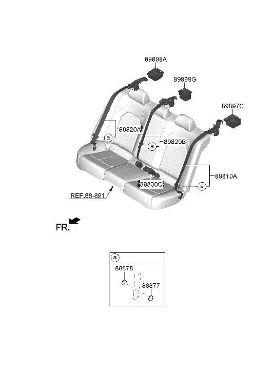 Hyundai 88877-39000-YTH STOPPER-S/BELT Upper 88877-39000-YTH Hyundai STOPPER-S/BELT Upper