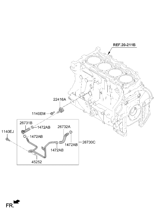 26730-2S001 Hyundai Hose Assembly-Fresh Air