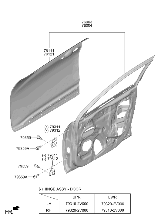 Hyundai 76004-J9020 PANEL ASSY-FRONT DOOR,RH 76004-J9020 Hyundai PANEL ASSY-FRONT DOOR,RH