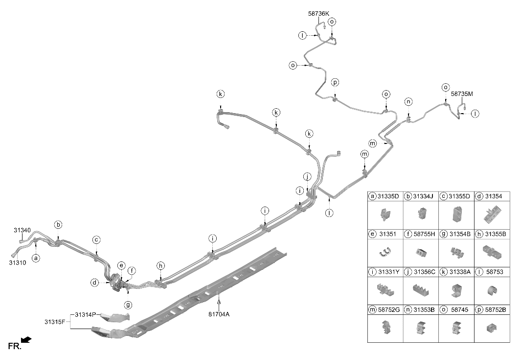 Hyundai 31315-J9100 Protector-Fuel Line Front 31315-J9100 Hyundai Protector-Fuel Line Front