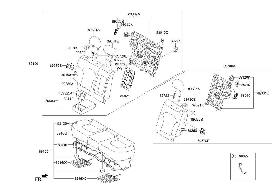 Hyundai 89110-4W030 Frame Assembly-Rear Seat Cushion 89110-4W030 Hyundai Frame Assembly-Rear Seat Cushion
