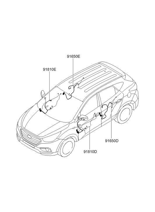 Hyundai 91660-2S010 Rear Door Wiring Assembly Right Hand 91660-2S010 Hyundai Rear Door Wiring Assembly Right Hand