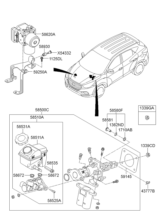Hyundai 58511-4W100 Master Cylinder Reservoir 58511-4W100 Hyundai Master Cylinder Reservoir