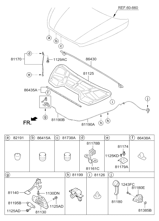 Hyundai 81179-4W000 Bracket-Hood Stay 81179-4W000 Hyundai Bracket-Hood Stay