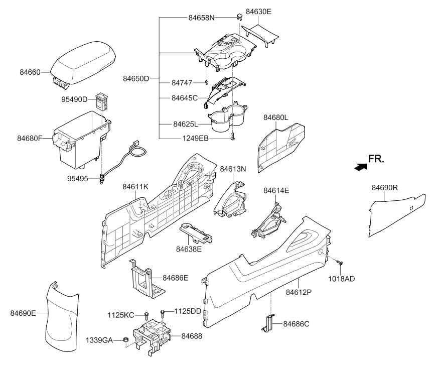 84686-4W000 Hyundai Bracket-Console,Center