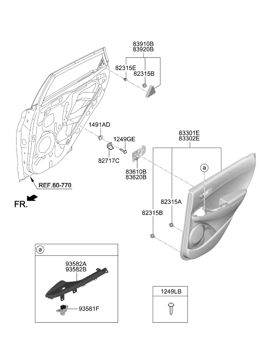 93582-J9000-PSP Hyundai Bezel Power Window Sub Left Hand