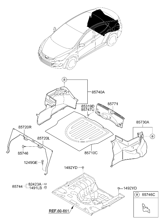 Hyundai 85784-3X000-CA Trim Assembly-Luggage Board Side L 85784-3X000-CA Hyundai Trim Assembly-Luggage Board Side L