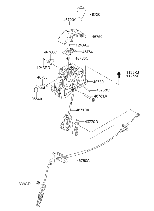 Hyundai 46730-3Y100 Shift Lever Bracket Assembly 46730-3Y100 Hyundai Shift Lever Bracket Assembly