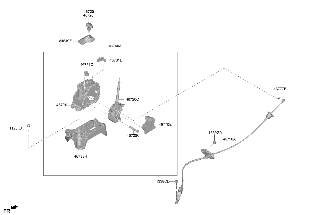 467P3-N9100 Hyundai BRACKET-LEVER MTG