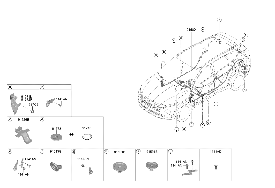 91560-N9650 Hyundai Wiring Assembly Floor