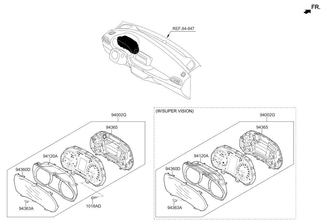 94365-G3100 Hyundai Case-Cluster,Lower