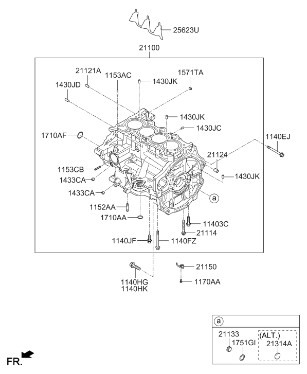 21100-2E902 Hyundai Cylinder Block Assembly