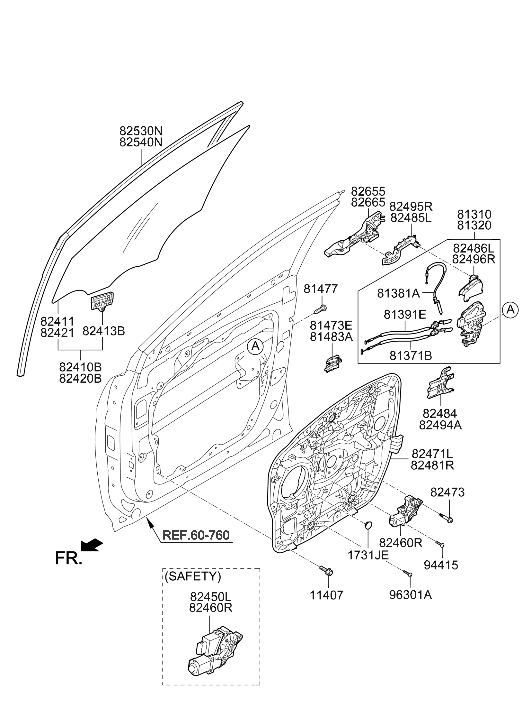Hyundai 82421-2W020 Front Door Window Glass Right Hand 82421-2W020 Hyundai Front Door Window Glass Right Hand