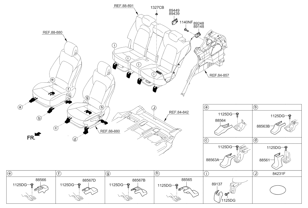 89567-4Z500-NBC Hyundai Cover-Rear Seat Mounting