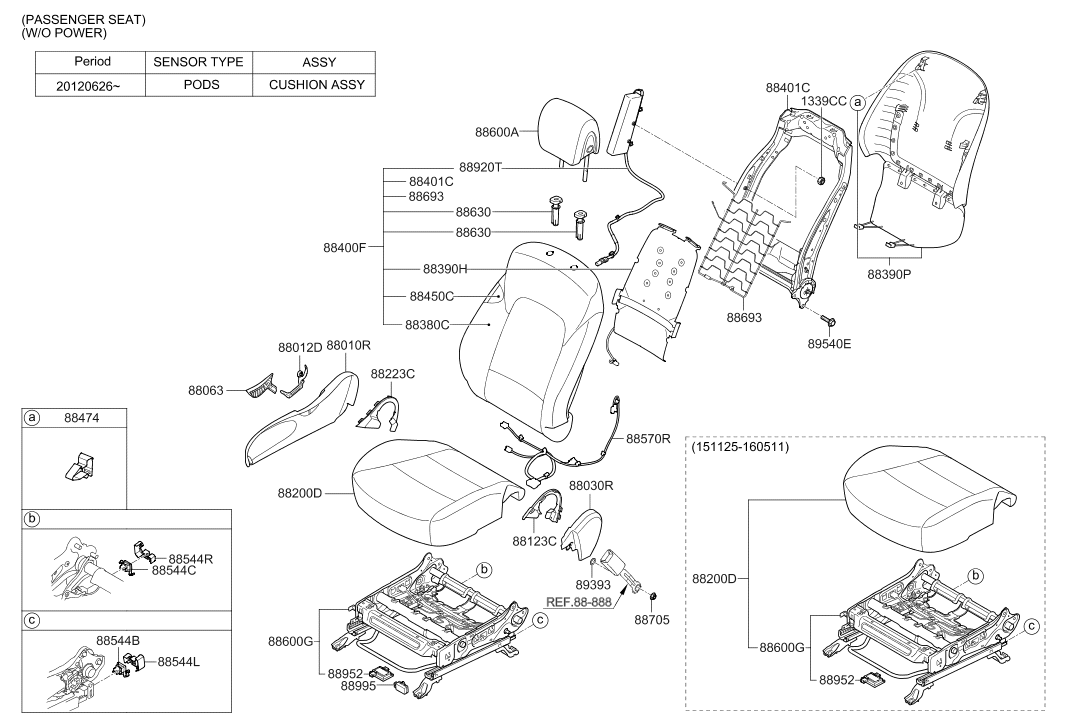 Hyundai 88210-4Z510 Front Seat Passenger Track Assembly 88210-4Z510 Hyundai Front Seat Passenger Track Assembly
