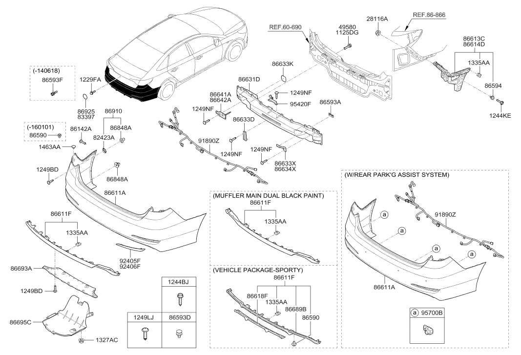 Hyundai 86617-C2300 Moulding-Rear Bumper Lower,Center 86617-C2300 Hyundai Moulding-Rear Bumper Lower,Center