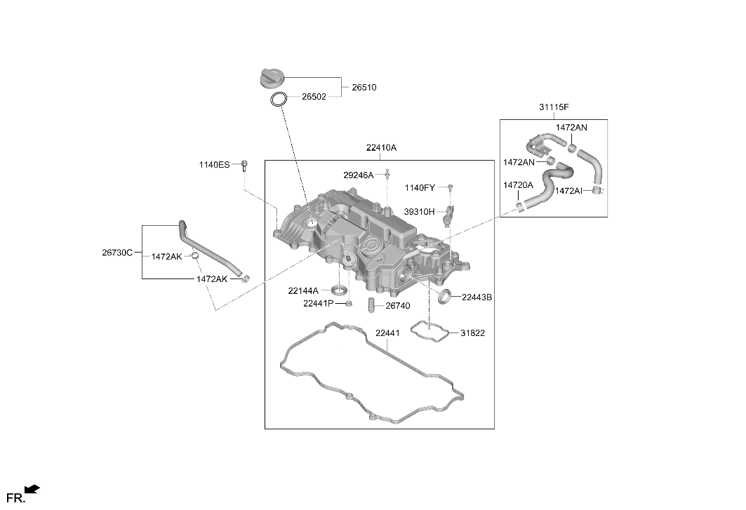 26710-2J120 Hyundai HOSE ASSY-BREATHER