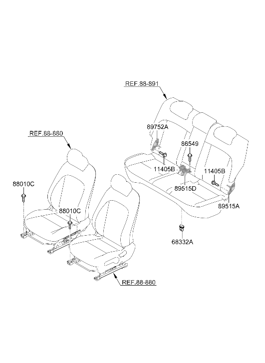 89T30-BE000 Hyundai HINGE ASSY-REAR SEAT BACK,CENT