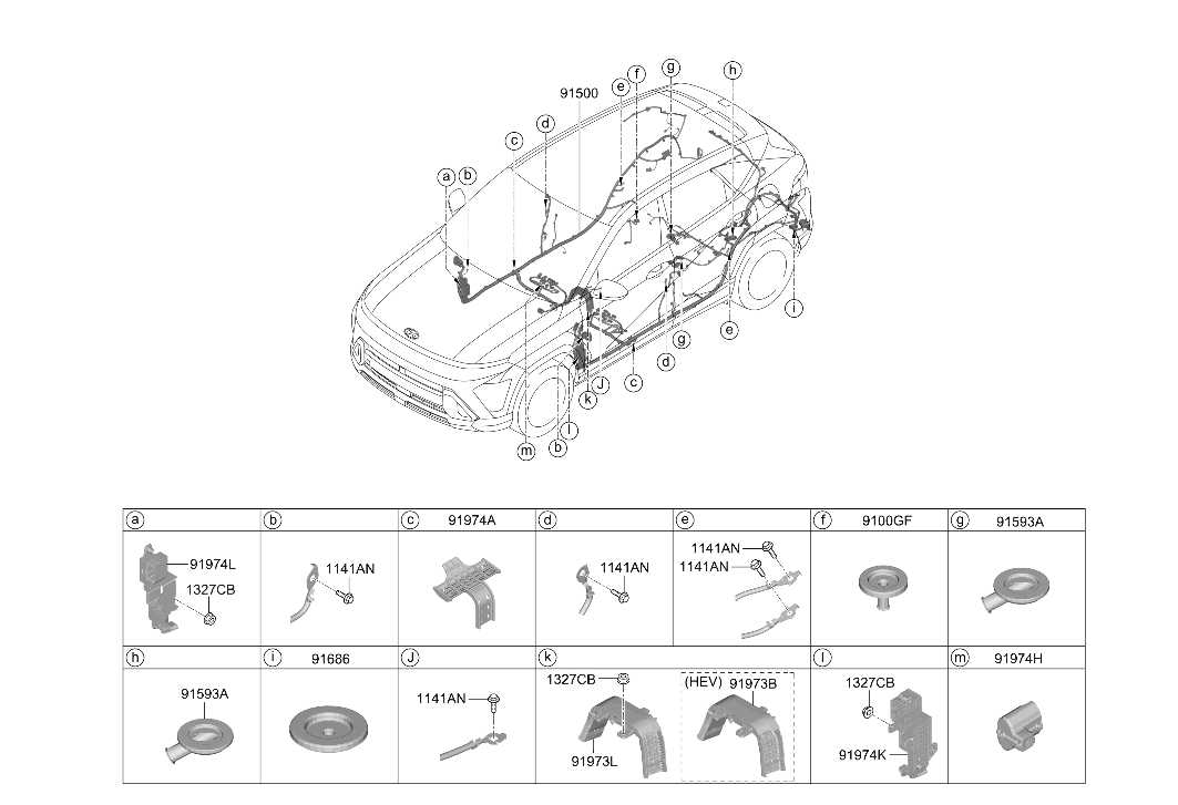 91521-BE170 Hyundai Wiring Assembly Floor