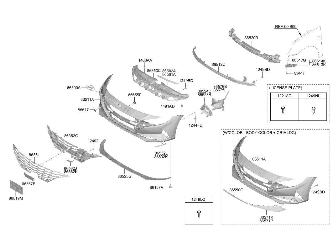 86364-BY000 Hyundai Strip-FR Bumper,RH