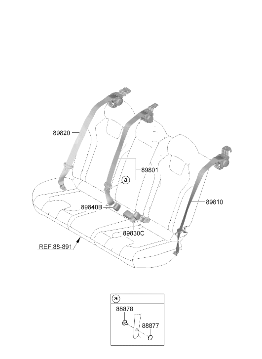 Hyundai 898A0-BY000-NNB Buckle Assembly-RR S/BELT,LH 898A0-BY000-NNB Hyundai Buckle Assembly-RR S/BELT,LH