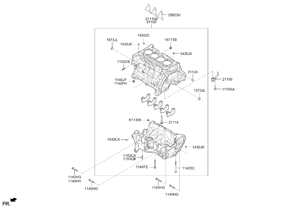 Hyundai 3B033-03U00 Cylinder Block Assembly 3B033-03U00 Hyundai Cylinder Block Assembly