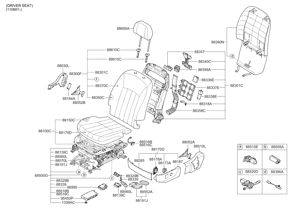 Hyundai 88570-3N340 Wiring Harness-Front Seat Back,LH 88570-3N340 Hyundai Wiring Harness-Front Seat Back,LH