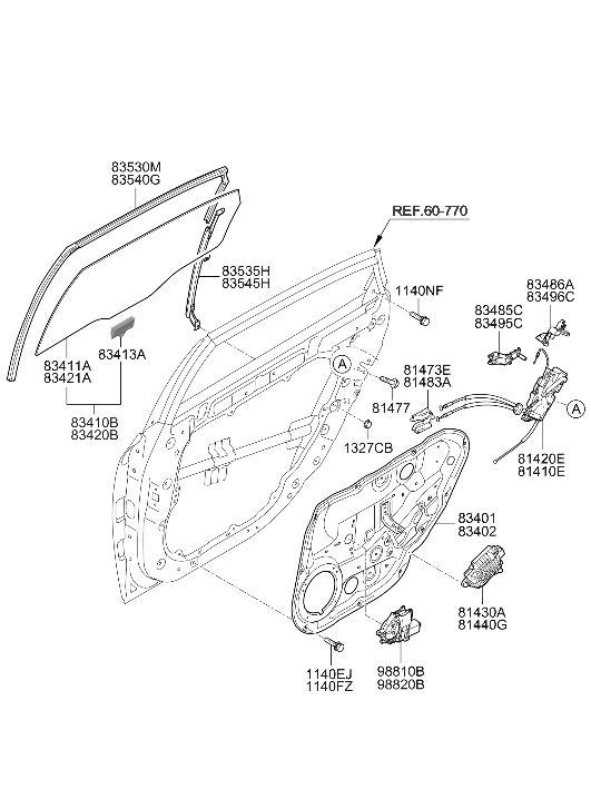 83420-3N000 Hyundai Rear Door Window Glass Right Hand