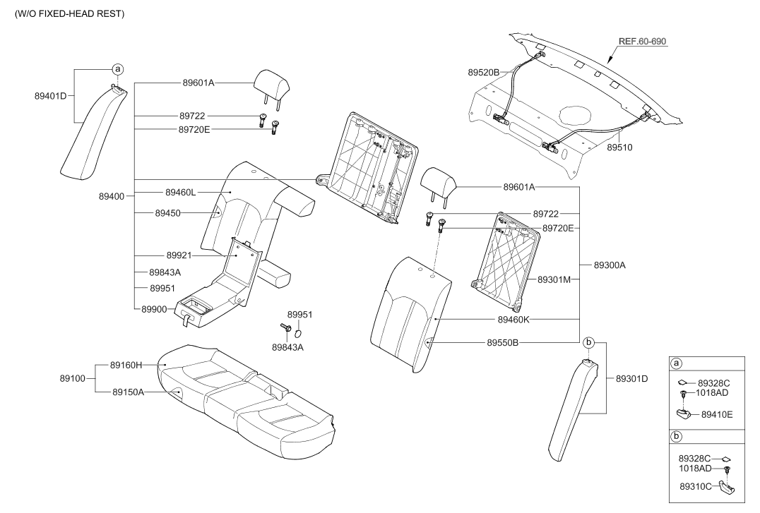 89915-C2KK0-PPB Hyundai Rear Seat Armrest Board